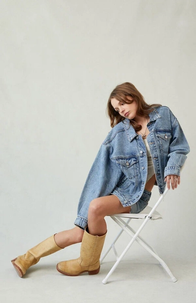 Light Indigo Relaxed Denim Trucker Jacket