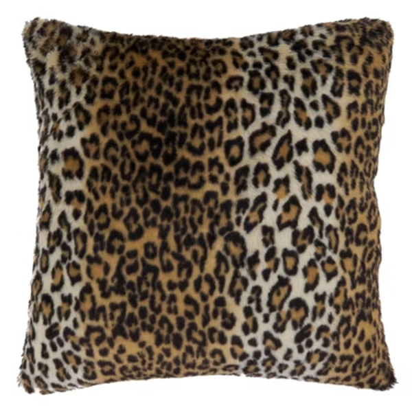 Saro Lifestyle Cheetah Print Faux Fur  Decorative Pillow Cover, Brown, 22"