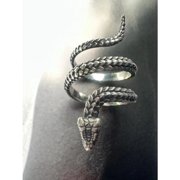 NEW Adjustable SERPENT Ring Silver 925K SNAKE Ring