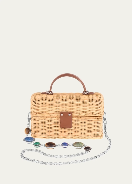 Isla Rattan Basket Top-Handle Bag