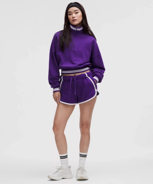 Scuba Mid-Rise Oversized Short 3" *Trim - College Purple/Light Ivory - XXS