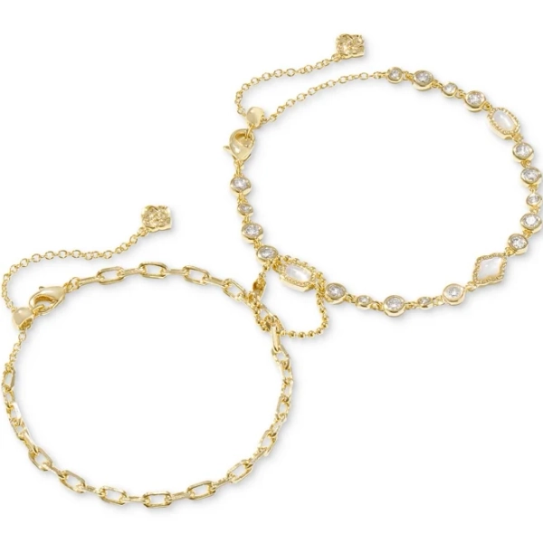 Kendra Scott Mini Elisa and Abbie Gold Set of 2 Delicate Chain Bracelets