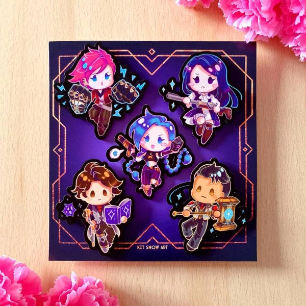 Arcane Wooden Pins: Handmade Chibi Character Eco Wood Badges