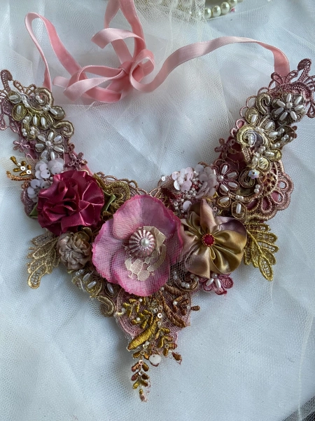 Ethereal Lace Fairy Necklace: Brocante Textile, Boho Chic Jewelry