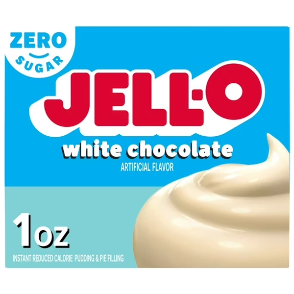 Jell-O White Chocolate Zero Sugar Instant Reduced Calorie Pudding & Pie Filling Mix, 1 oz. Box