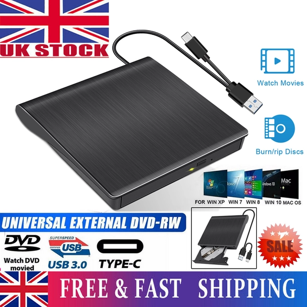 External CD Drive USB 3.0 Portable CD DVD +/-RW Drive DVD/CD ROM Rewriter Burner