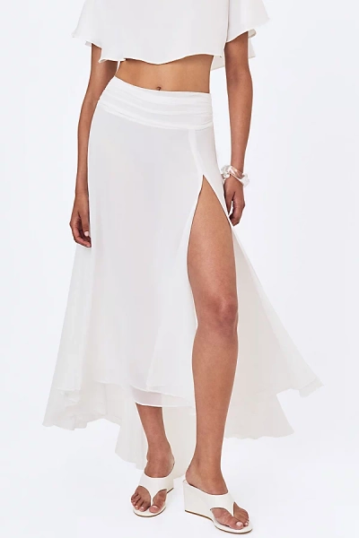 Miss Circle Yanna Chiffon High-Low Maxi Skirt in White, Women's at Urban Outfitters
