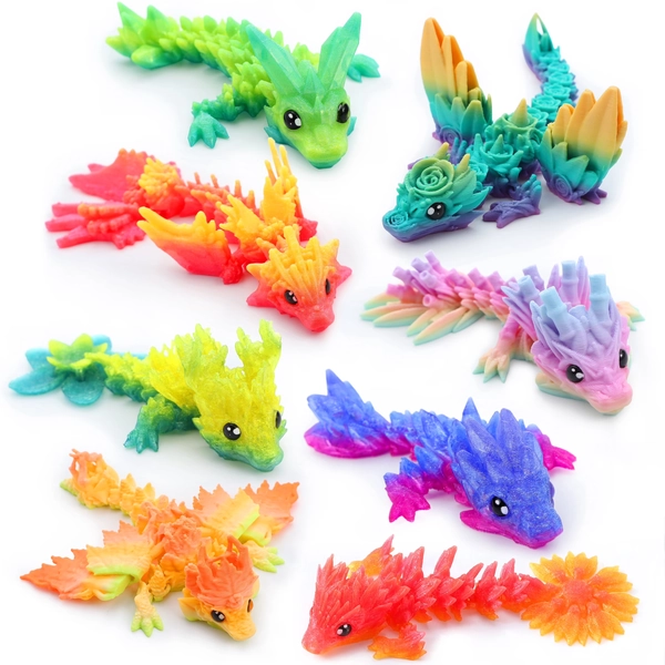 Joyfy 8 Pcs 3D Printed Dragon 4.4" Colorful Flexible Articulated Animal Fidget Toys Dragon Party Favors for Office Desk Decor, Stress Relief Gift for Adults Kids Birthday Christmas - Walmart.com