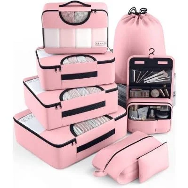 Attop 8-Piece Pink Luggage Organizer Set
