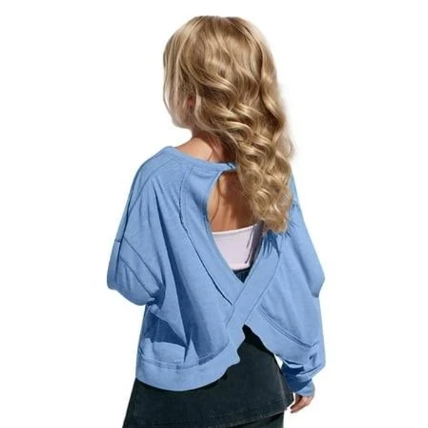 Unisex Kids Open Back Long Sleeve Workout T-Shirt