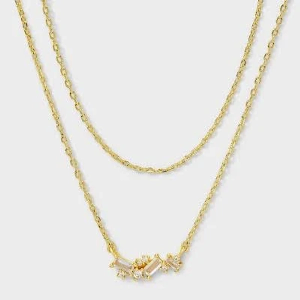 A New Day 14K Gold Plated Cubic Zirconia Cluster Necklace