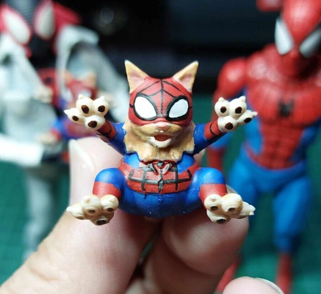 Handmade 1/12 Fully Painted Spider-Cat(Ear<wbr/>th-999) Action figure for ML,SHF,Mafex