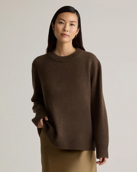 Mongolian Cashmere Oversized Crewneck Sweater in Faded Denim