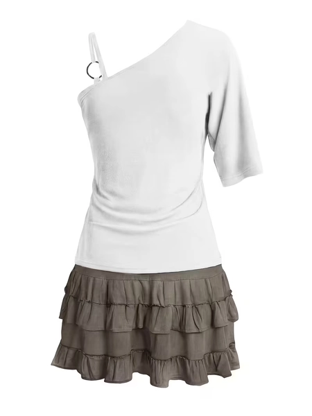 irregularly designed shoulder fashionable printed t shirt - Temu