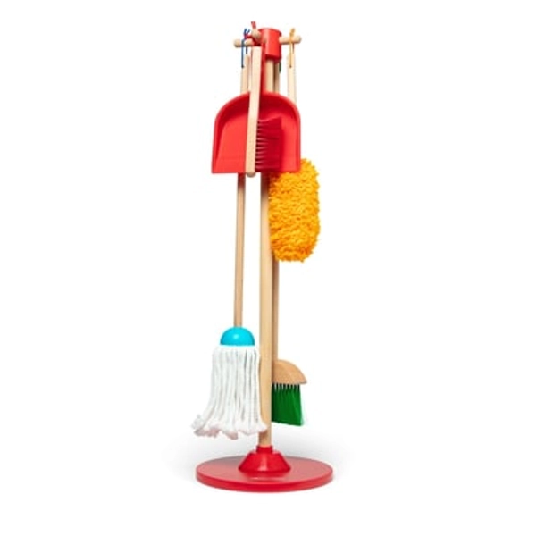Melissa & Doug Dust! Sweep! Mop! 6-Pc Wood Pretend Play Preschool Cleaning Set - FSC Certified