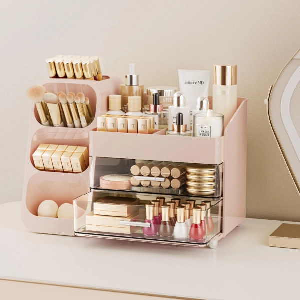 Latitude Run® Makeup Organizer For Vanity, Countertop Organizer With Drawers, Spacious Cosmetic Display Case For Beauty Essential, Skincare, Lipstick | Wayfair
