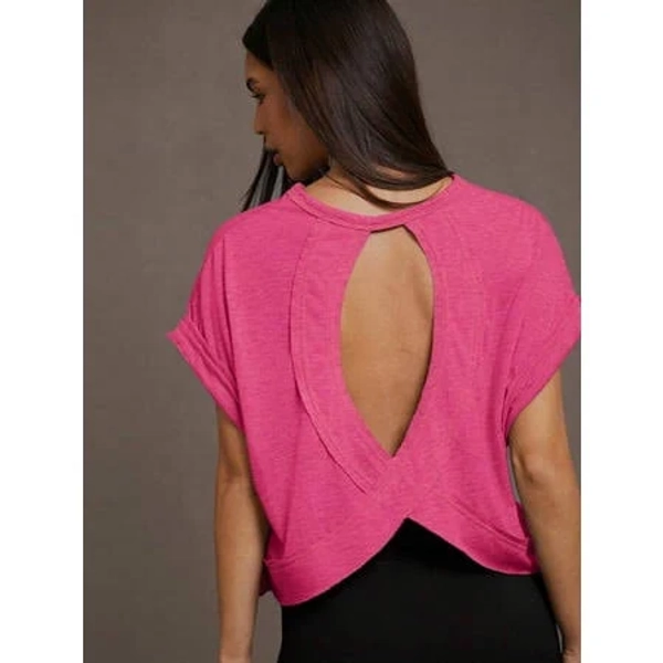 Women's Backless Cutout Loose Fit Cotton Crop Top