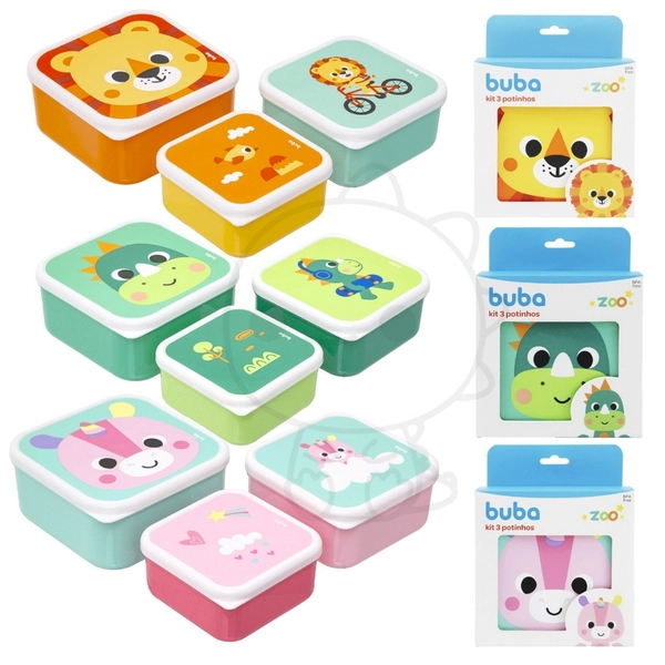 Kit 3 potes Buba Bubazoo Kit 3 potinhos lanceira lanche infantil potinho buba | Shopee Brasil