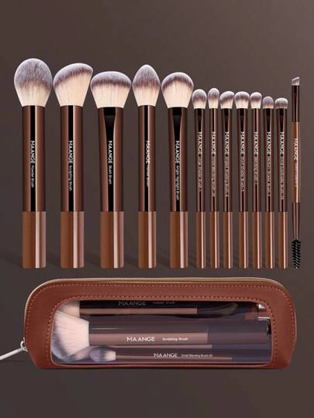MAANGE 13/14/16/17/22pcs Professional Soft Long Aluminum Tube Makeup Brush Set,Soft Foundation Brush, Eyeshadow Brush, Eyebrow Brush, Blending Brush,Highlight Brush,Concealer Brush,Makeup Brush For Powder Liquid Cream,For Daily Use And Travel,Makeup Accessories Gifts For Friends ﻿ ﻿ ﻿