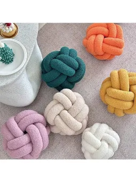 1pc Plush Sherpa Knot Ball Decorative Pillow, Home Decor Accent Cushion For Sofa Bedroom, Halloween Gift,S