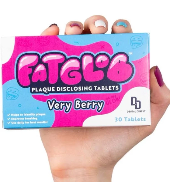 Fatglob Plaque Disclosing Tablets Berry – Plaque Check for Kids & Adults, Kids Mouthwash Replacement for Brushing Help, Disclosing Aid for Braces, 30