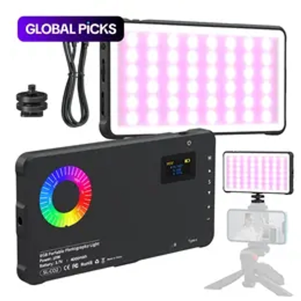 USB Rechargeable RGB Photography Light, Portable Travel Camera and LED Selfie Light for Live Streaming and Vlogging #GLOBAL PICKS