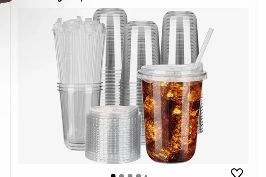 Amazon.com: 100 Sets 16oz Disposable Stemless Plastic Cups with Strawless Sip Lids, Clear PET Coffee Cups for Iced Coffee, Smoothies, Cold Drinks, Halloween, Christmas, Party and Drink Shop Supplies (Pink (16oz)) : Health & Household