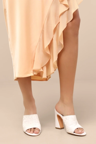 Callixta White Lace High Heel Slide Sandals I