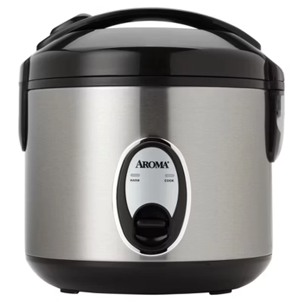 Aroma 8 Cup Rice Cooker Stainless Steel ARC-904SB: Digital Rice Maker, Automatic Shut-Off, Reheat & Steam Functions