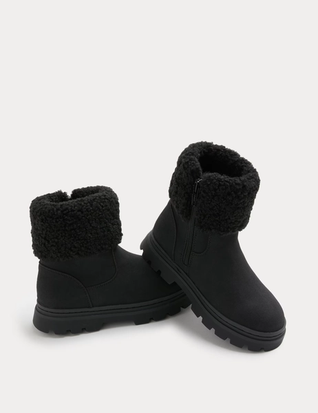 Kids' Borg Cuff Ankle Boots (4 Small - 2 Large)
