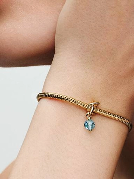 March Sea Aqua Blue Eternity Circle Dangle Charm | Pendant | Gold plated | Pandora US