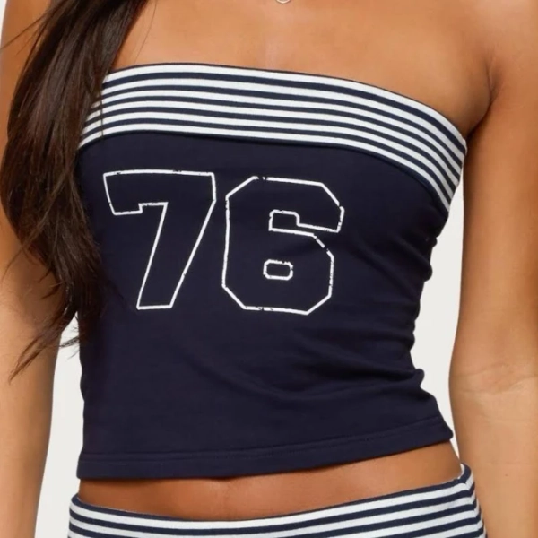 Edikted Women's 76 Stripey Foldover Tube Top