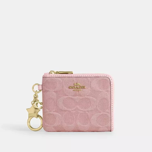 Small Corner Zip Wallet In Signature Denim With Charms