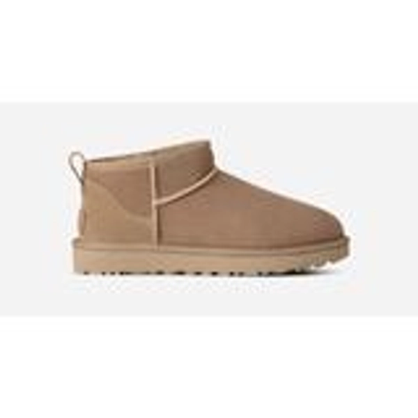 UGG® Women's Classic Ultra Mini Sheepskin Classic Boots in Sand, Size 9