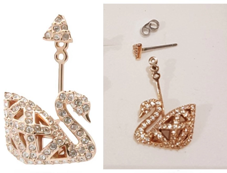 Swarovski rose gold-plated crystal earrings | wear 2 ways stud or drop | RRP £85