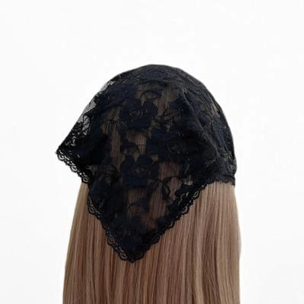 Black Lace Sheer Triangle Headband - Head Scarf, Wrap Elastic Headband, Kercheif, Hair Scarf, Hair Wrap, Hair Accessories