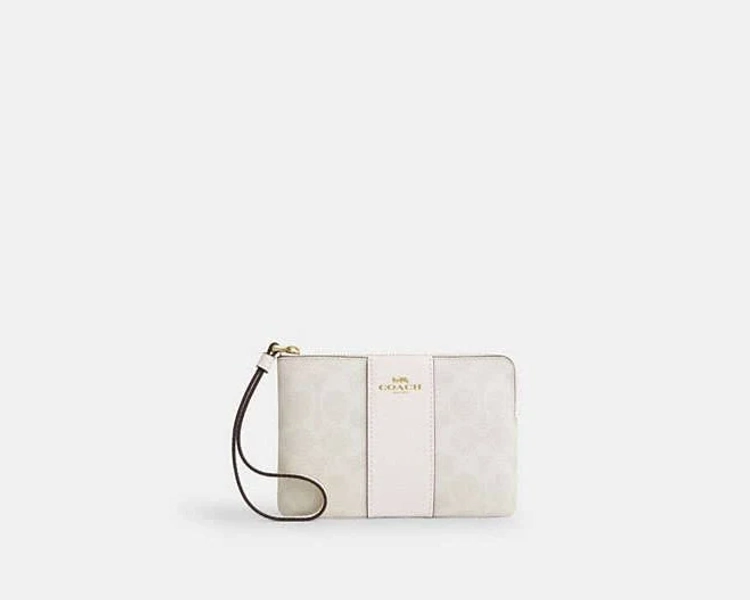 Coach Women's Signature Canvas Corner Zip Wristlet