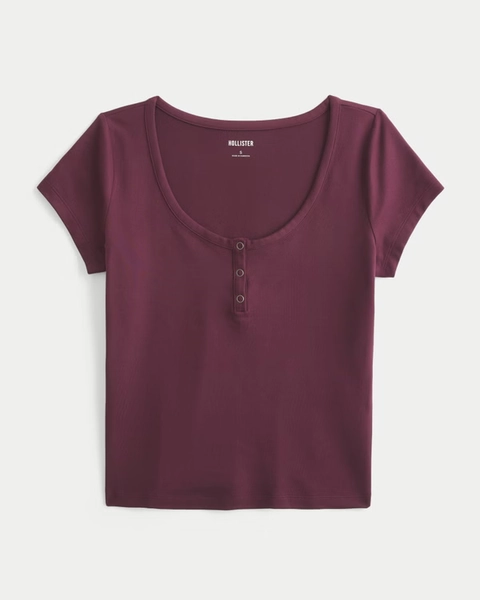 Smooth Seamless Fabric Snap Henley