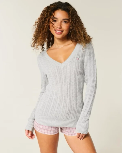 Cable-Knit Icon V-Neck Sweater