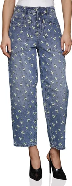 Embroidered Barrel Leg Jeans
