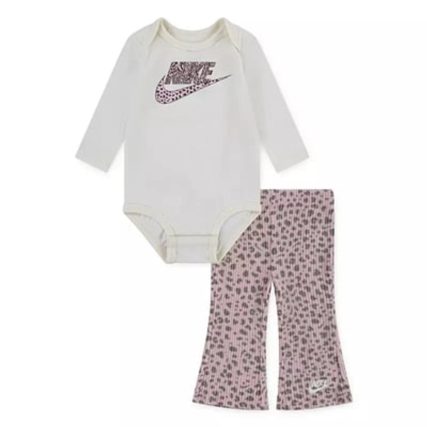 Baby Girls Nike Long Sleeve Bodysuit & Flared Leggings 2-Piece Set, Girl's, Size: 24 Months, A0wmedium