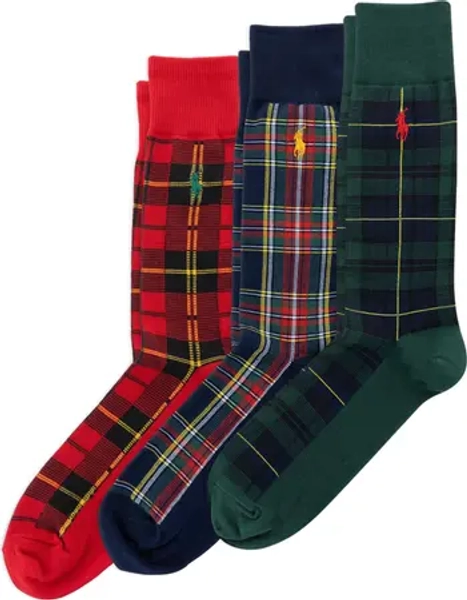 Assorted 3-Pack Tartan Crew Socks Gift Box