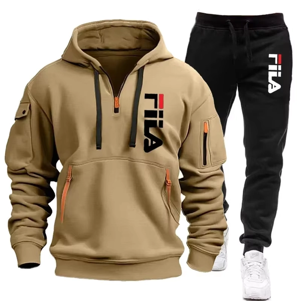 Two sets of 2025 new fashionable men's sportswear, a zippered hooded sweatshirt and sweatpants, for casual fitness and jogging - AliExpress 200000343