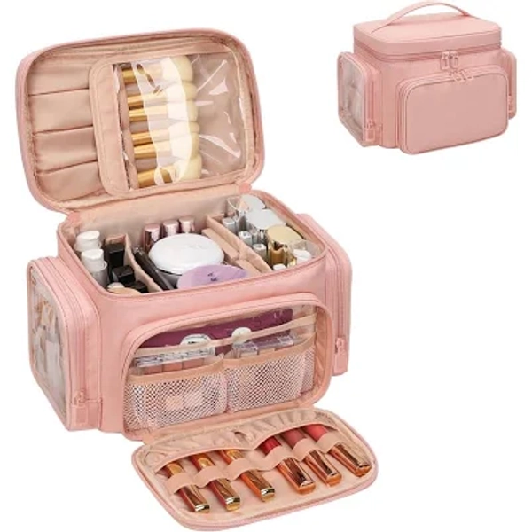 Large Makeup Bag, Portable Travel Makeup Bag Organizer Rebrilliant Finish: Rose Gold