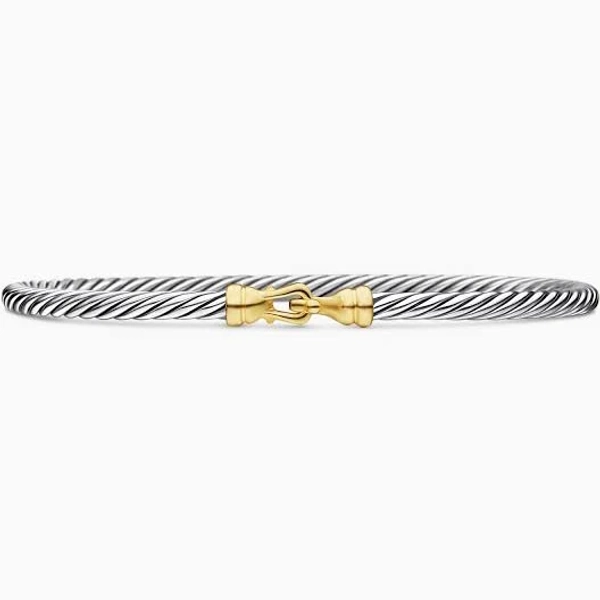 David Yurman Buckle Classic Cable Bracelet in Sterling Silver with 18K Yellow Gold