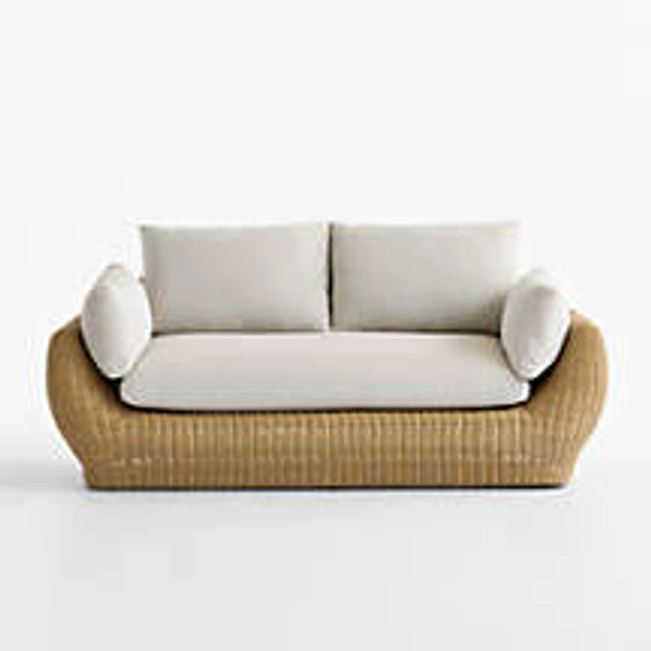 Ipanema 72" Wicker Outdoor Loveseat with Cushion + Reviews | Crate & Barrel