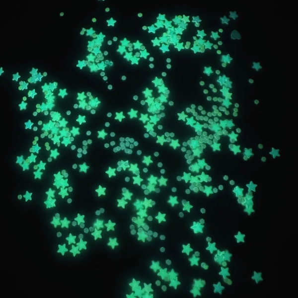 Glow-in-the-Dark Nail Sequins: Stars & Hexes — Fauve COSMETICS