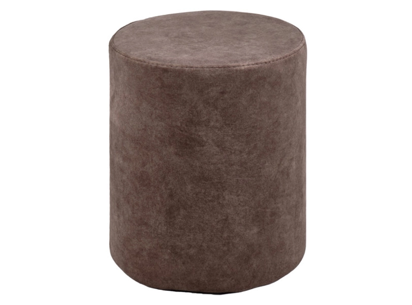 Pouf et repose pied 41 cm cylindrique en microfibre marron - TUBE