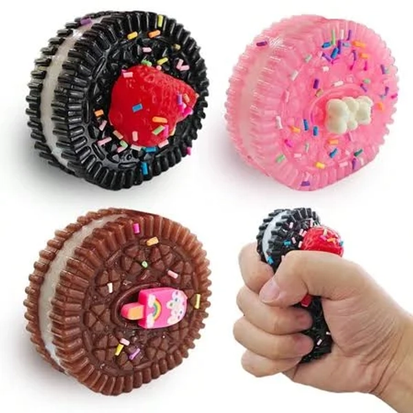 3pack Cookie Squishy Toys, Sensory Stress Relief Squishy Toy. Ideal for Kids with Fidgety Tendencies,as Party Favors and Birthday Gifts for Kids Age 3