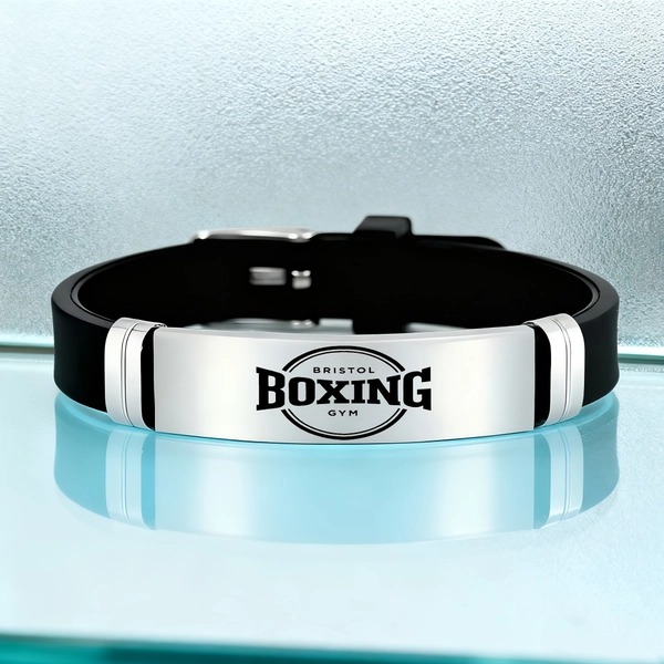 Boxing Letter Logo Fashion Design, High-Quality 202 202 Stainless Steel Silicone Bracelet, Perfect for Boxing Training, Travel, Daily Commute, Ideal Gift for Fitness Enthusiasts, Sports Lovers, Sports Bracelet, Stylish Bracelet, Durable Bracelet